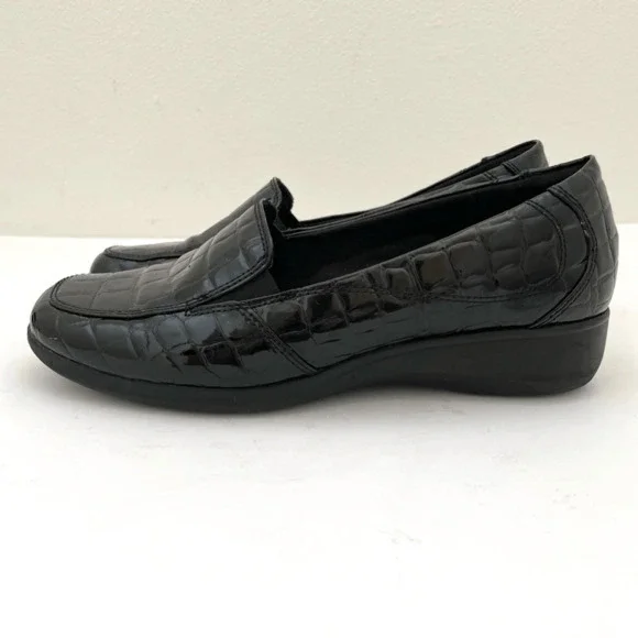 Clarks Gael Angora Black Croc Patent Leather Loafers Women’s 7.5 - Picture 7 of 10